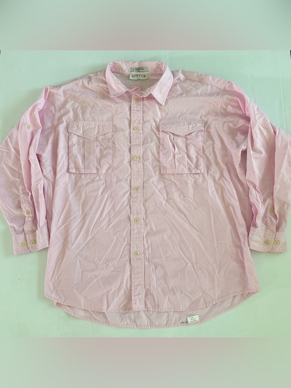 VTG Orvis Fishing Shirt Mens 2XL Vent Long Sleeve Roll Tab Angler Utility Pink